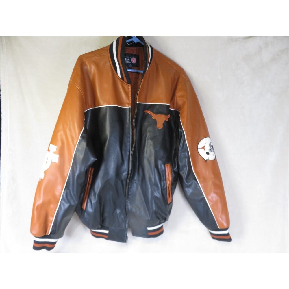 Vintage G3 Texas Longhorns UT Jacket Men's Size M Leather Full Zip Sports 90s